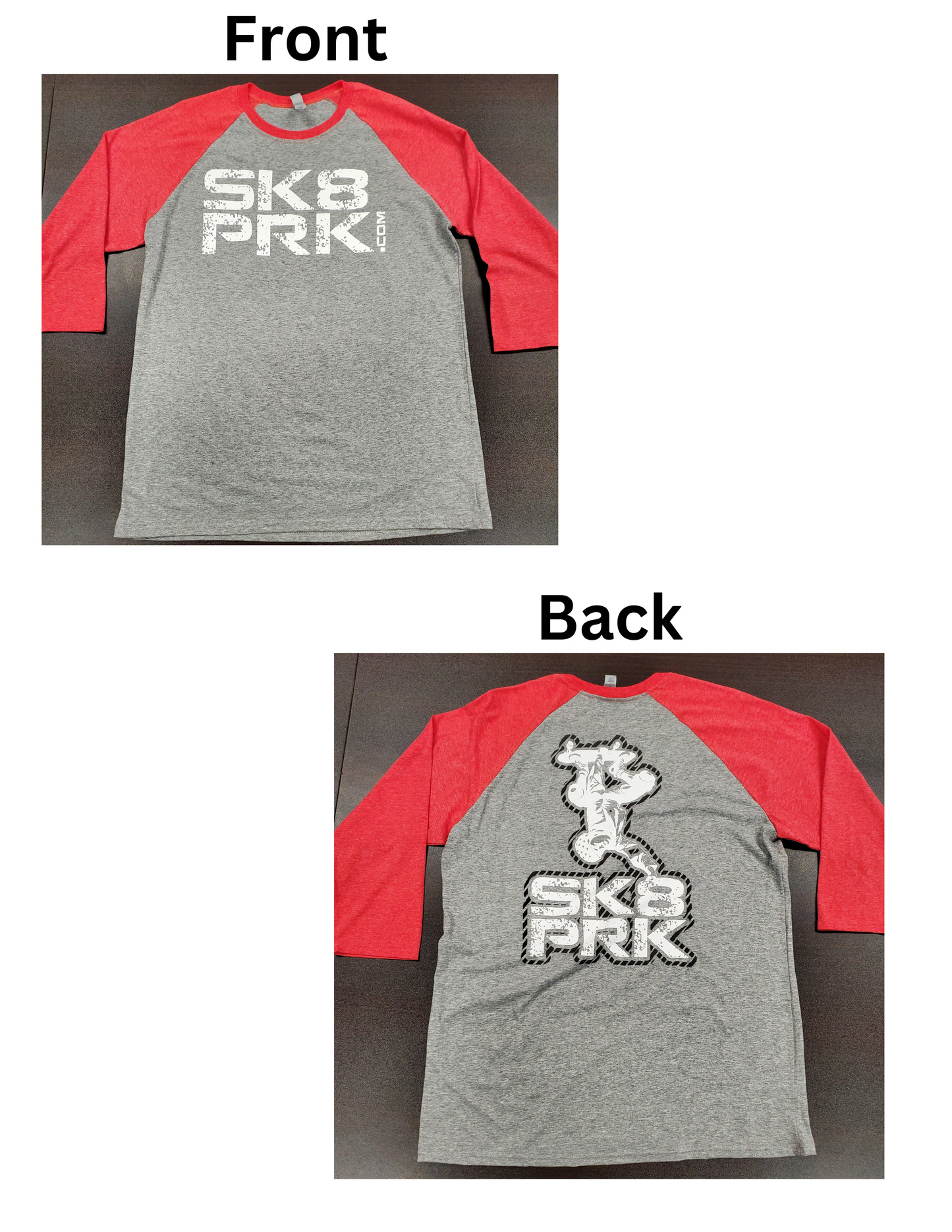 SK8PRK Street Line - Grey/Red 3/4 Sleeve Tees